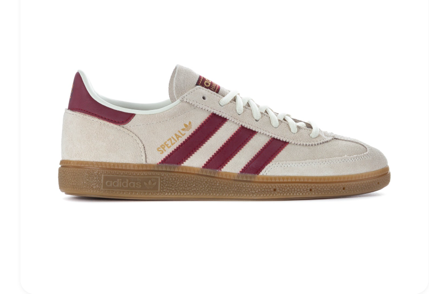 adidas Handball Spezial Cream and Burgundy Sneakers with Gum Sole