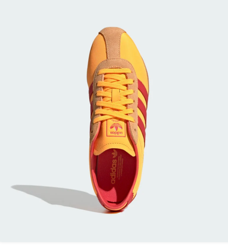 adidas Tokyo Yellow and Red Low-Profile Sneakers with Gum-Colored Sole