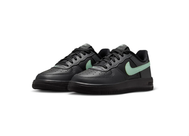 Nike Force 1 Black and Mint Green Low-Top Sneakers