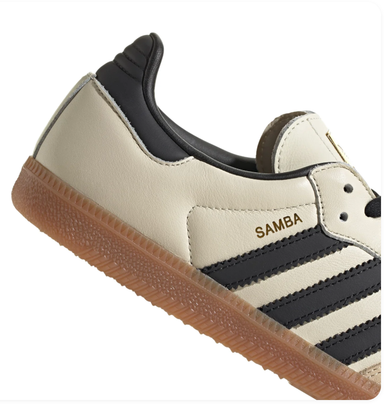 adidas Samba Cream and Black Sneakers with Gum Sole