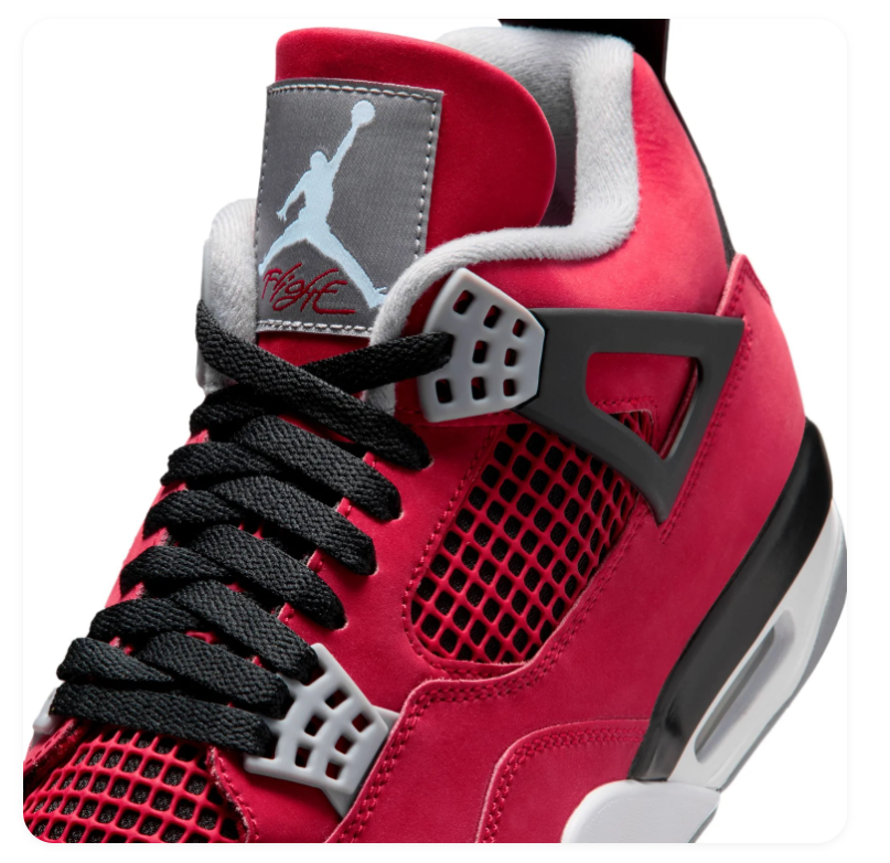 Air Jordan 4 Red, Black and Grey Sneakers