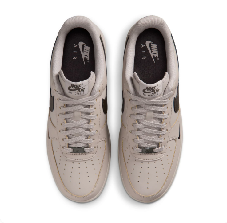 Nike Air Force 1 Light Taupe and Dark Brown Low-Top Sneakers