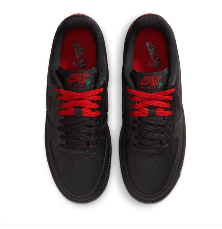 Nike Air Force 1 Black Rose Detail Low-Top Sneakers