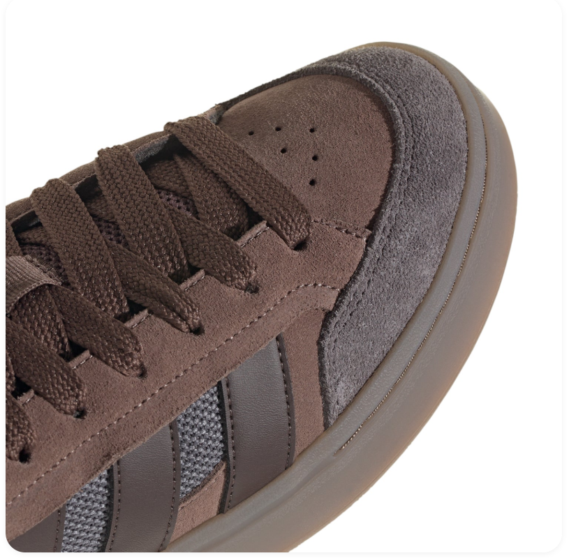 adidas Brown and Gray Low-Top Sneakers with Gum-Colored Sole