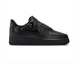 Nike Air Force 1 All-Black Low-Top Sneakers with Floral Appliqués