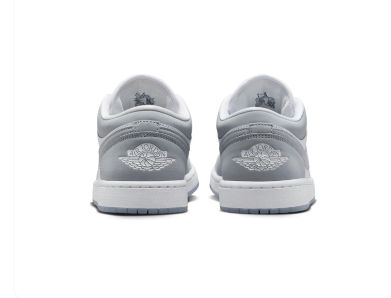 Air Jordan 1 Low Grey and White Sneakers with Icy Outsole