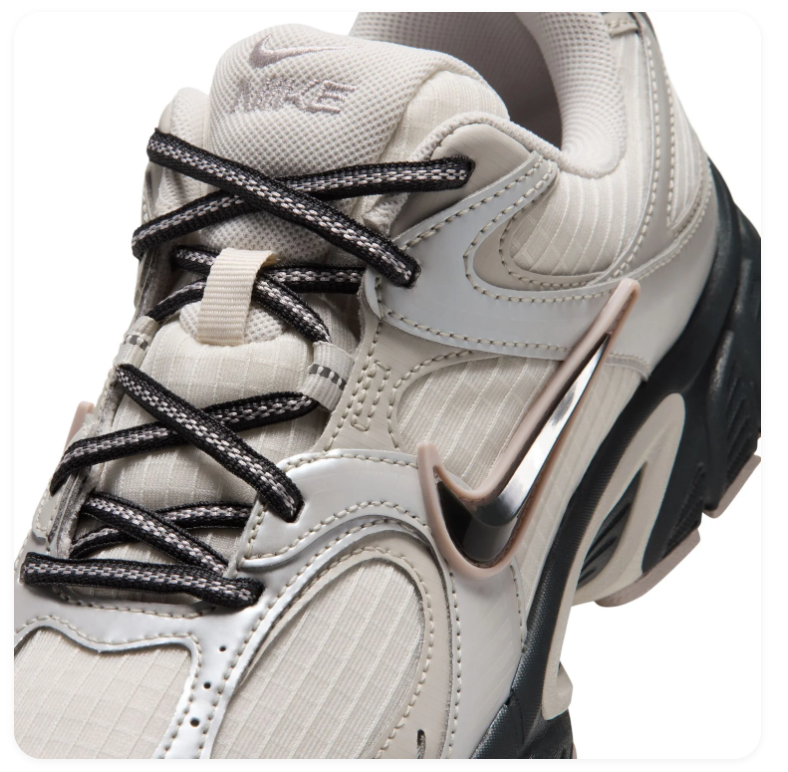 Nike Cream and Metallic Silver Low-Top Sneakers with Black Sculpted Sole