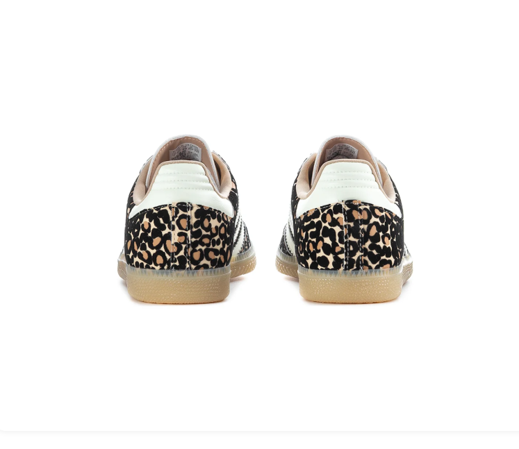 adidas Leopard Print Low-Top Sneakers with White Stripes and Pale Gum Sole