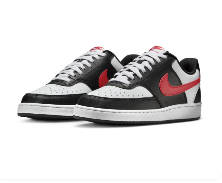 Nike Court Vision Black, White and Red Low-Top Sneakers