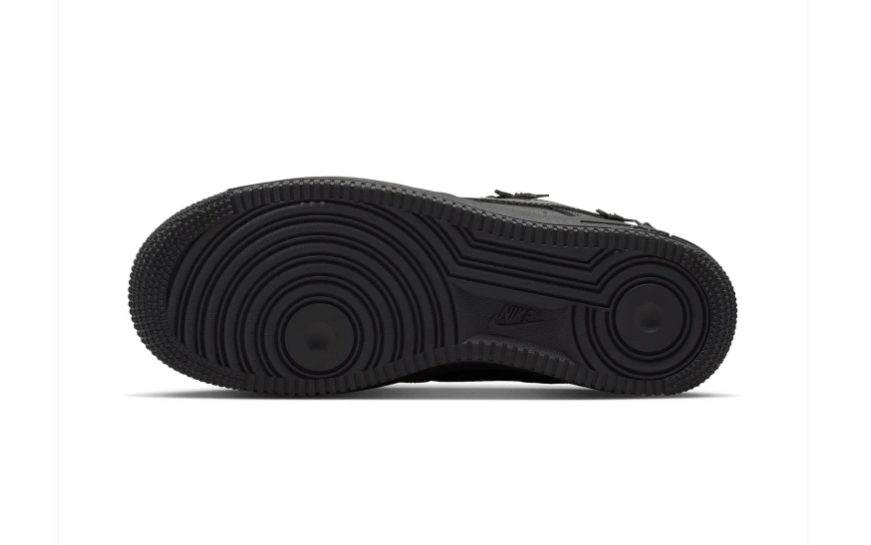 Nike Air Force 1 All-Black Low-Top Sneakers with Floral Appliqués