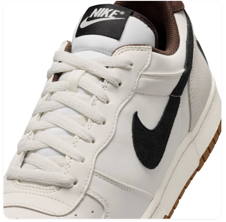 Nike White and Black Low-Top Sneakers with Gum Sole