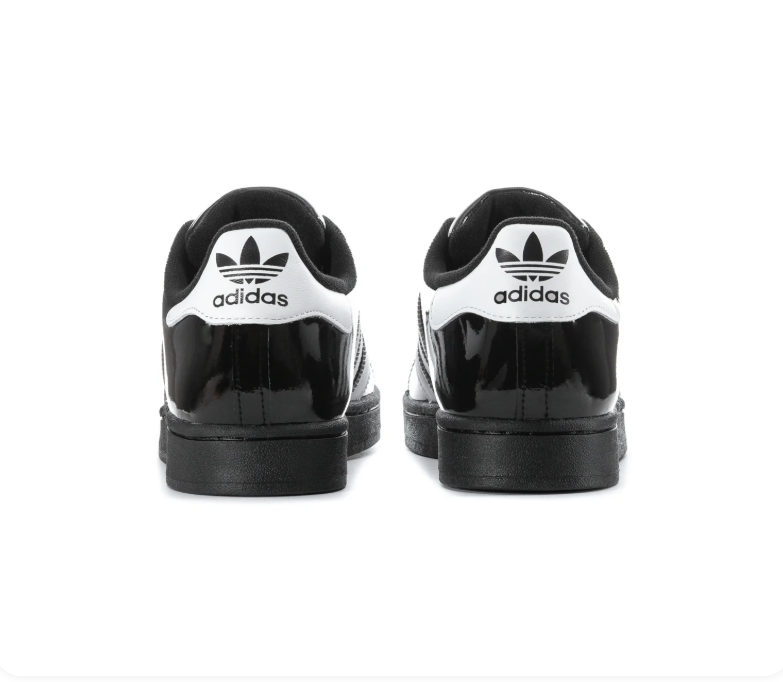 adidas Superstar Glossy Black and White Shell-Toe Sneakers