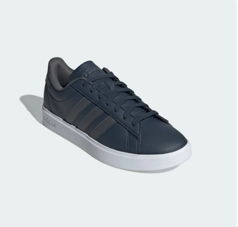 adidas Dark Navy Low-Top Sneakers with Gray Stripes and White Sole