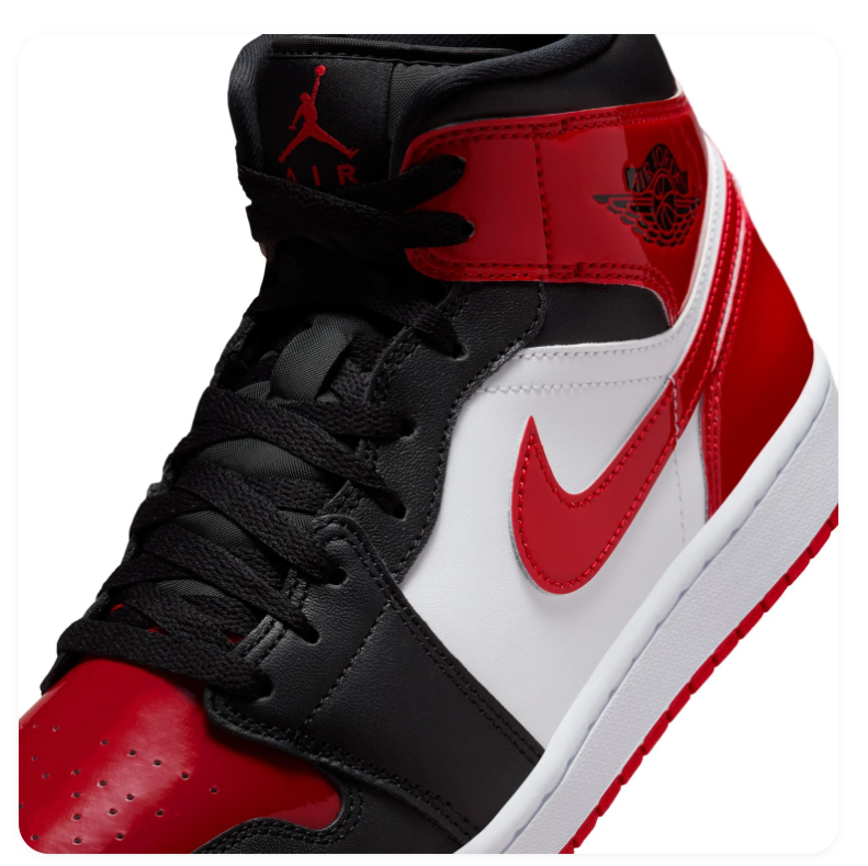 Air Jordan 1 Mid Red, Black and White Sneakers