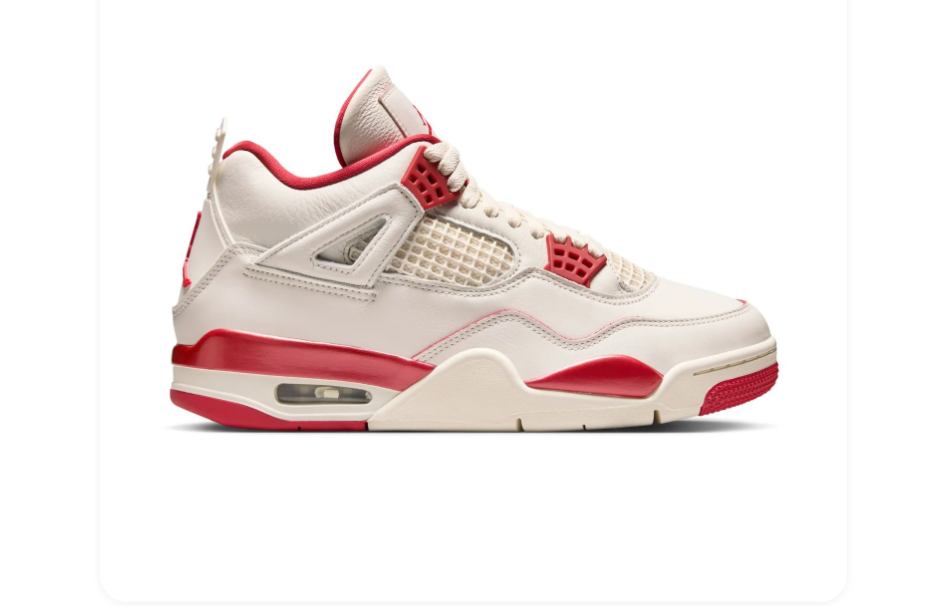 Air Jordan 4 Cream and Red Sneakers