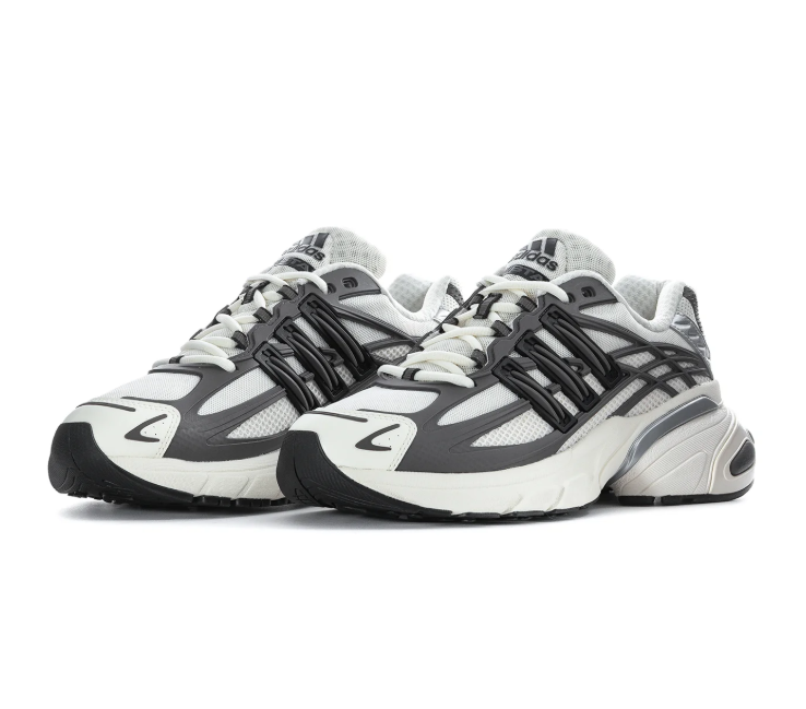 adidas Adistar White and Gray Chunky Sneakers with Silver Accents