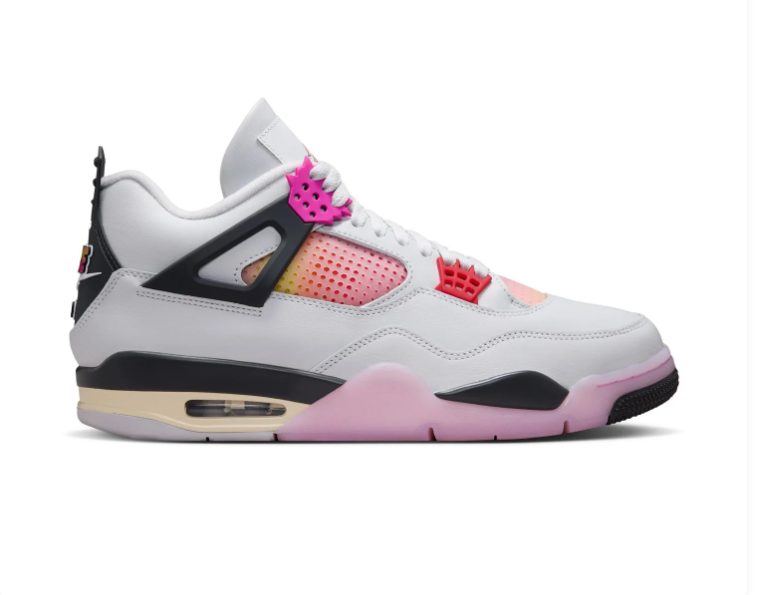 Air Jordan 4 White and Pink Sneakers with Gradient Accents