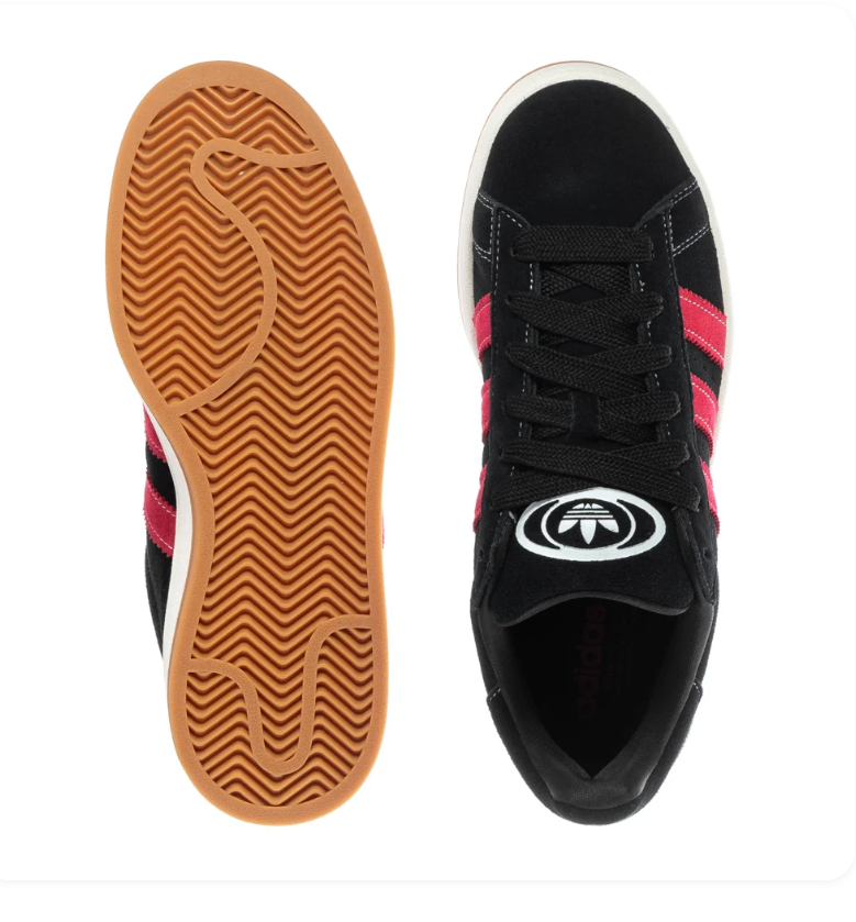adidas Campus Black and Pink Sneakers with Gum Sole