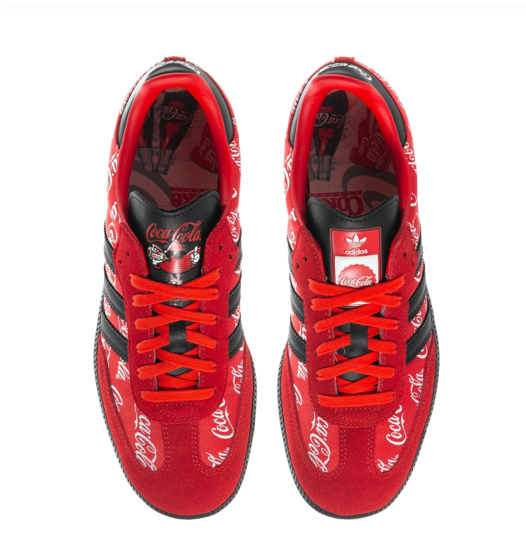 adidas Red Coca-Cola Print Sneakers with Black Stripes