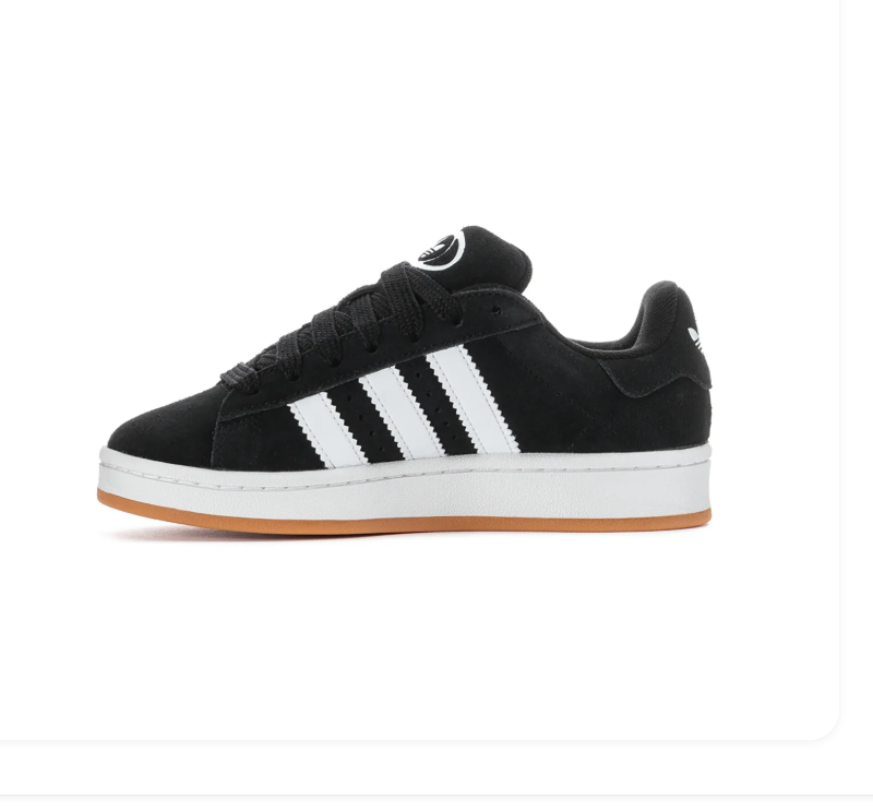 adidas Campus Black and White Sneakers with Gum Sole