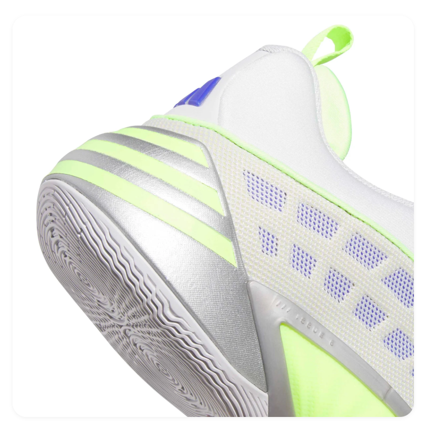 adidas Light Gray Basketball Sneakers with Neon Lime and Purple Accents