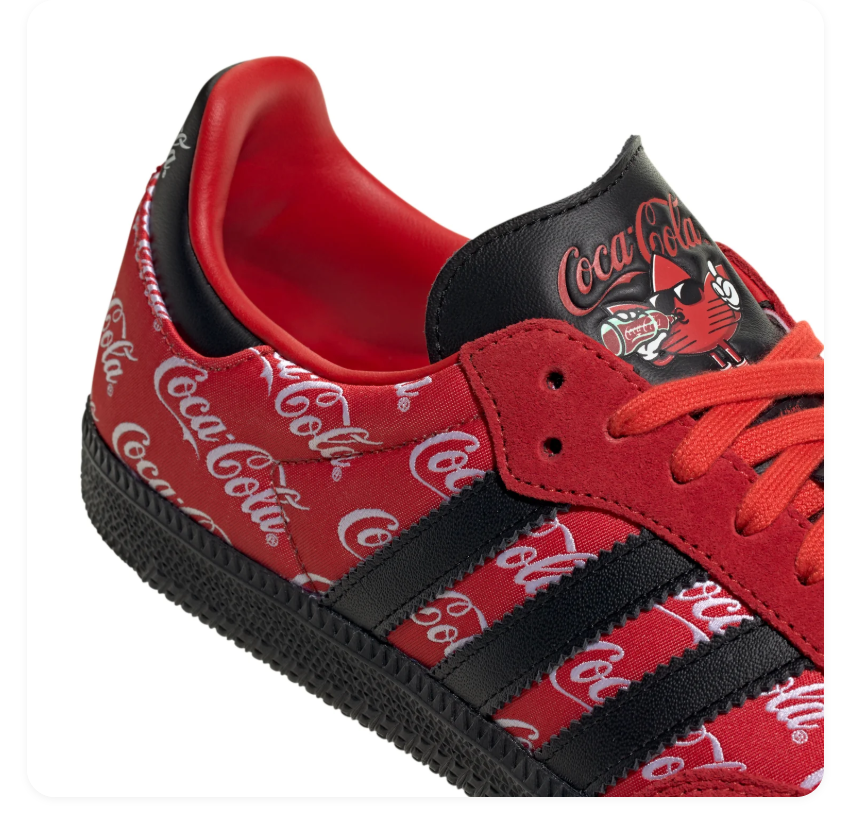 adidas Red Coca-Cola Print Sneakers with Black Stripes