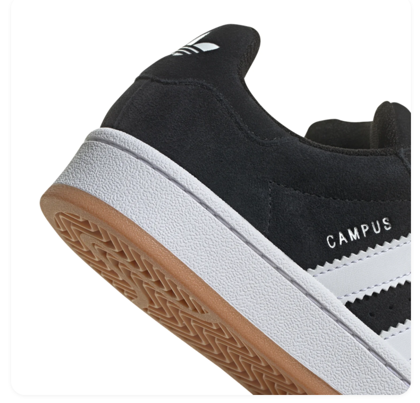 adidas Campus Black and White Sneakers with Gum Sole