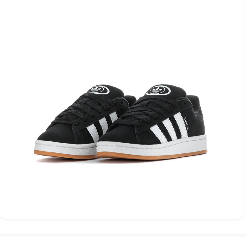 adidas Campus Black and White Sneakers with Gum Sole