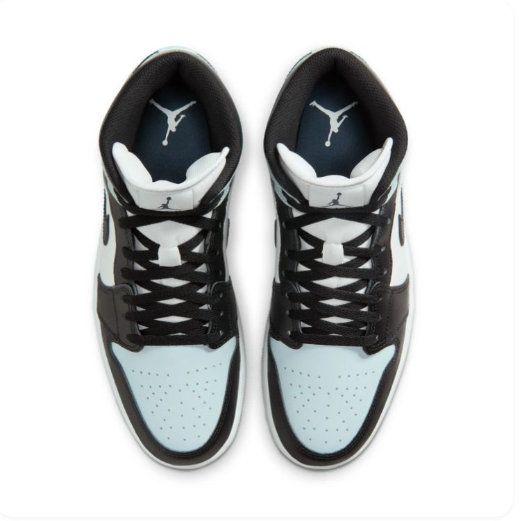 Air Jordan 1 Mid Pale Blue, Black and White Sneakers