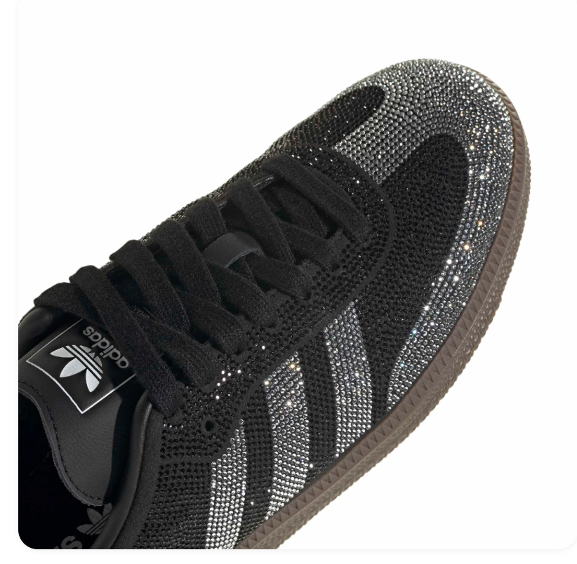 adidas Black and Silver Rhinestone Sneakers with Gum Sole