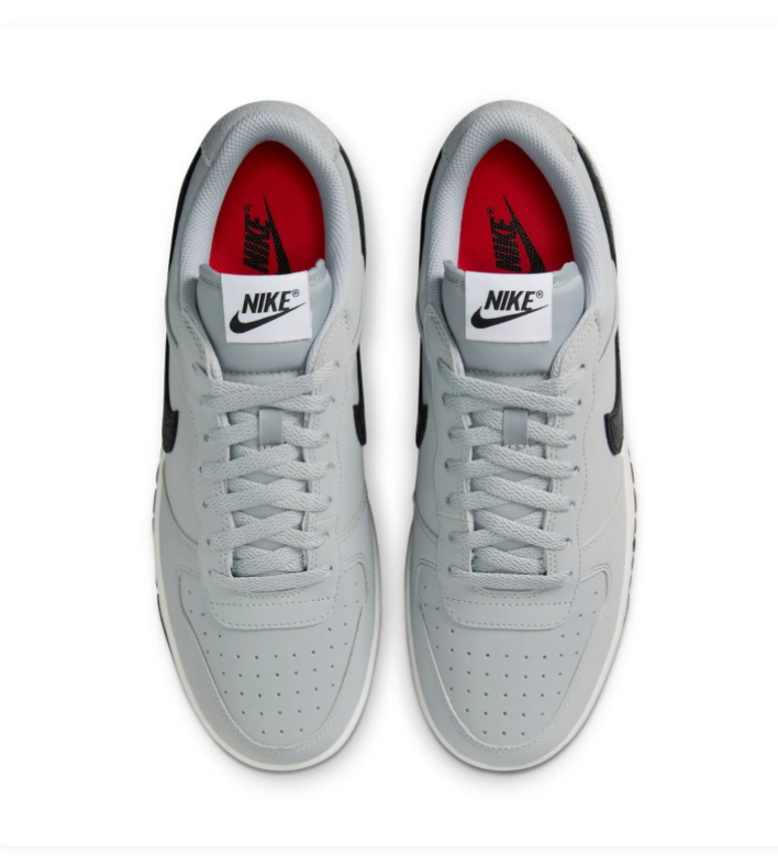 Nike Light Grey Low-Top Sneakers with Black Swoosh and Oversized Heel Branding