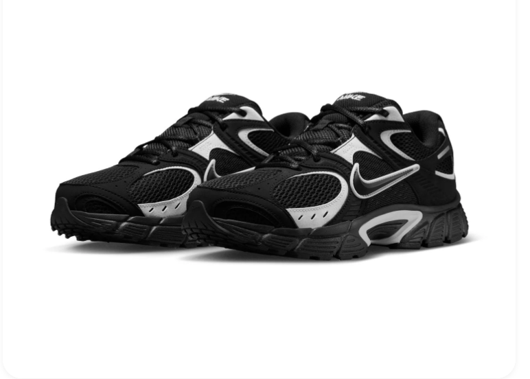 Nike Black and Silver Low-Top Sneakers with Sculpted Sole