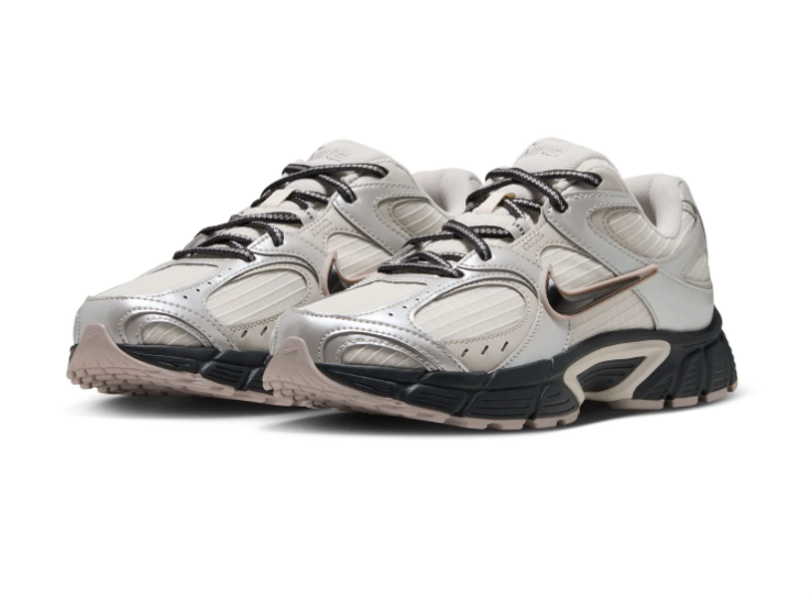 Nike Cream and Metallic Silver Low-Top Sneakers with Black Sculpted Sole