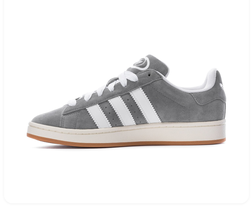 adidas Campus Grey and White Sneakers with Gum Sole