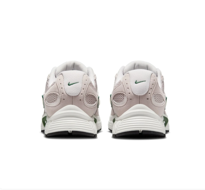 Nike Light Taupe and White Mesh Sneakers with Green Accents