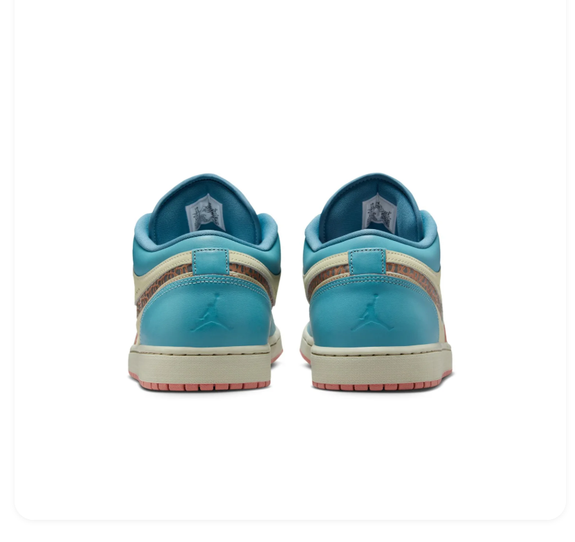 Air Jordan Turquoise and Cream Low-Top Sneakers with Coral Accents