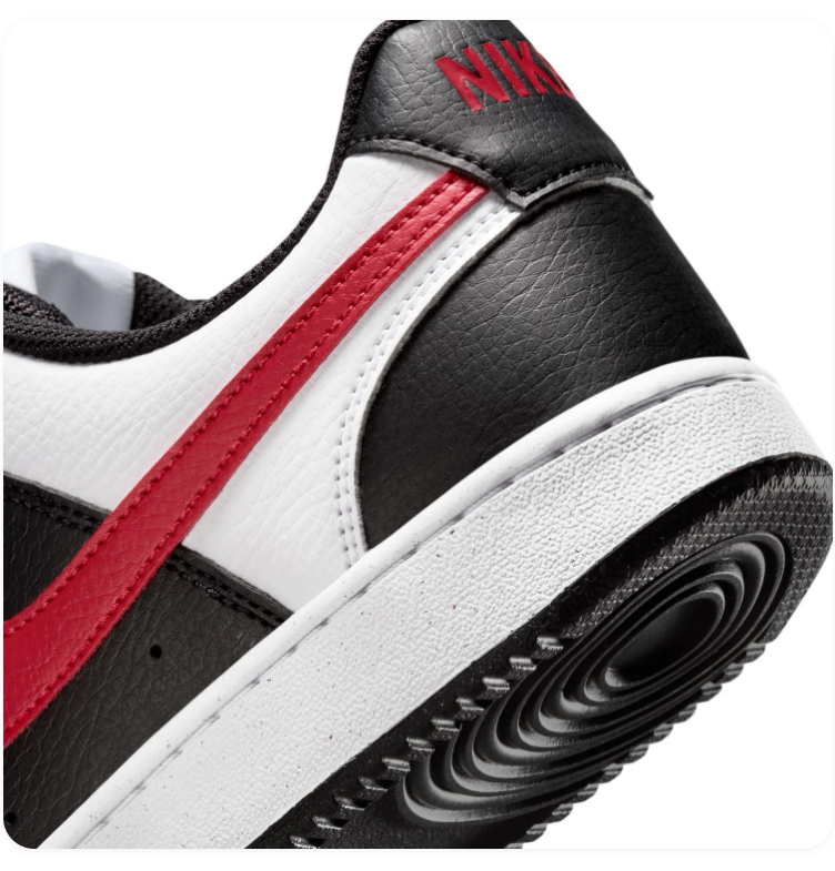 Nike Court Vision Black, White and Red Low-Top Sneakers