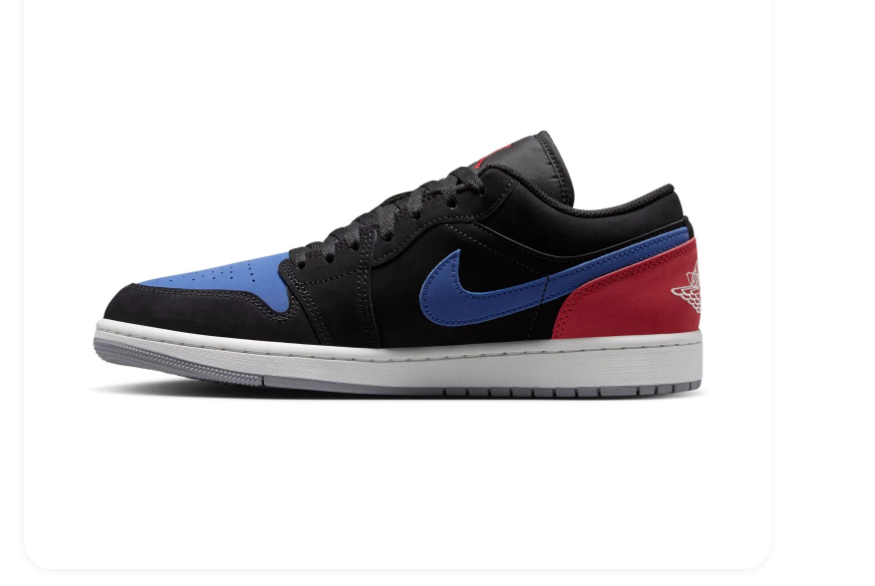 Air Jordan 1 Low Black, Blue and Red Sneakers