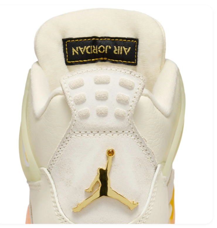 Air Jordan 4 Cream Sneakers with Peach and Yellow Accents