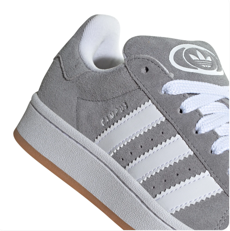 adidas Campus Gray and White Sneakers with Gum-Colored Outsole