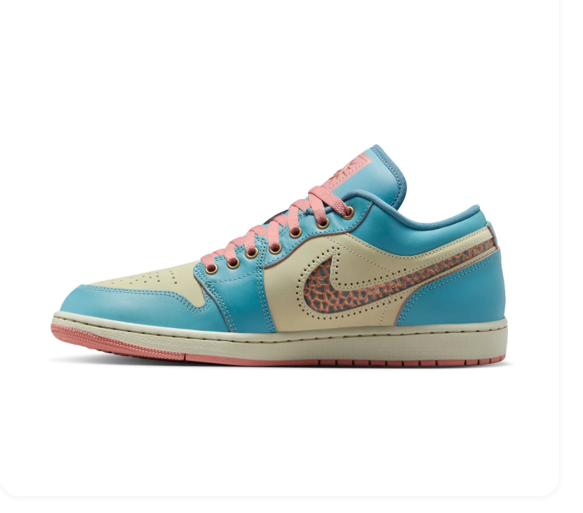 Air Jordan Turquoise and Cream Low-Top Sneakers with Coral Accents