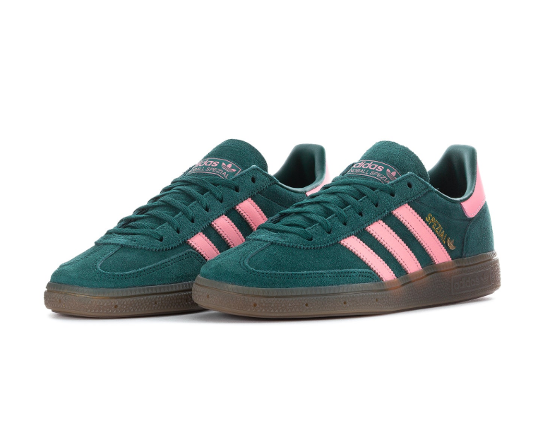 adidas Handball Spezial Dark Green and Pink Sneakers with Gum Sole