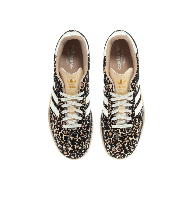 adidas Leopard Print Low-Top Sneakers with White Stripes and Pale Gum Sole