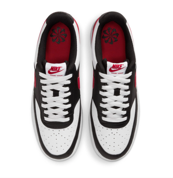 Nike Court Vision Black, White and Red Low-Top Sneakers