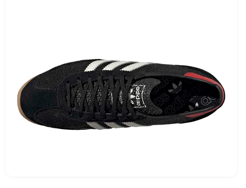 adidas Black and White Retro Sneakers with Red Accents and Gum-Colored Outsole