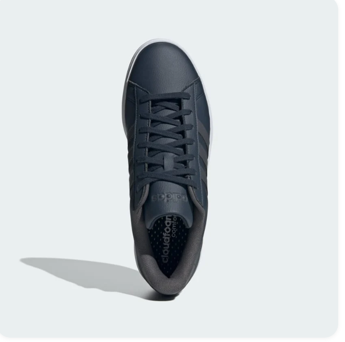 adidas Dark Navy Low-Top Sneakers with Gray Stripes and White Sole