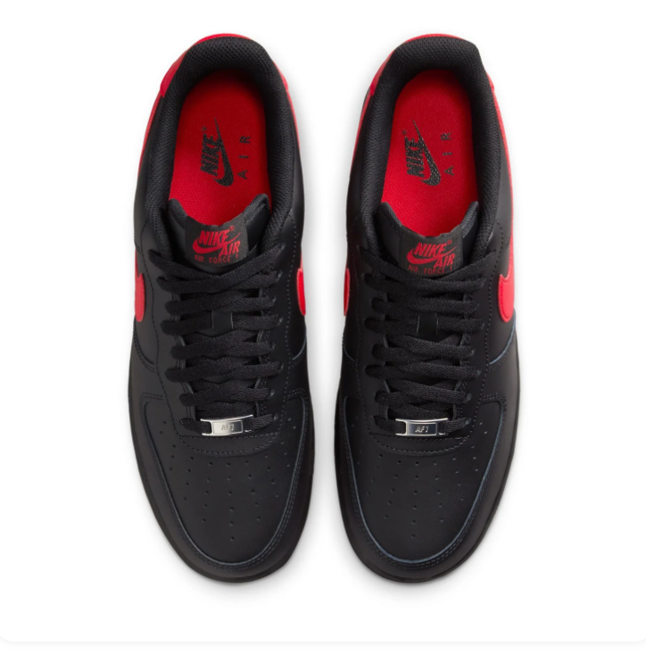 Nike Air Force 1 Black and Red Low-Top Sneakers