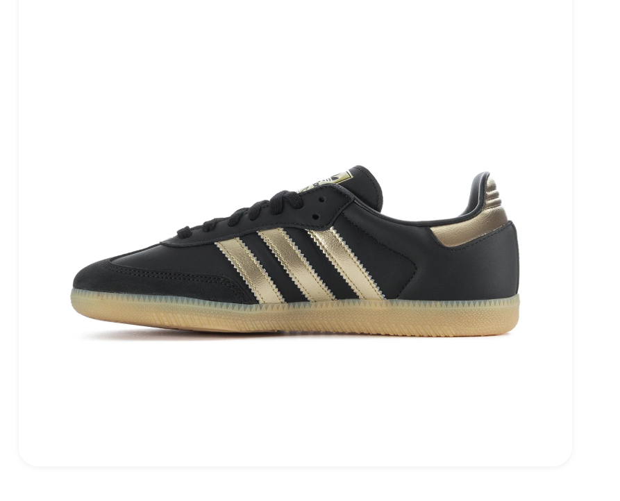 adidas Samba Black and Metallic Gold Sneakers with Gum Sole