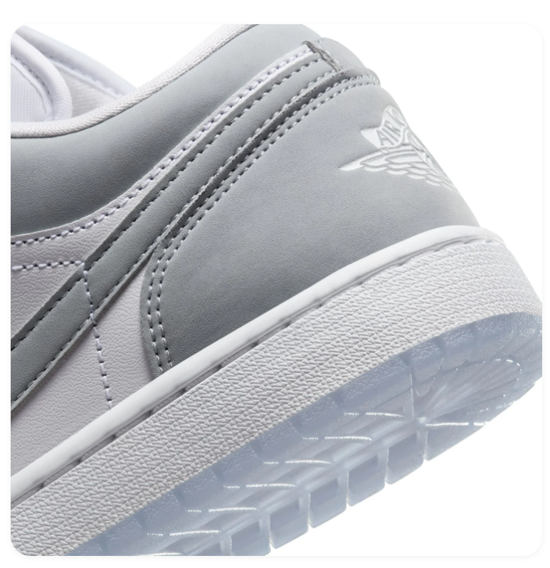 Air Jordan 1 Low Grey and White Sneakers with Icy Outsole