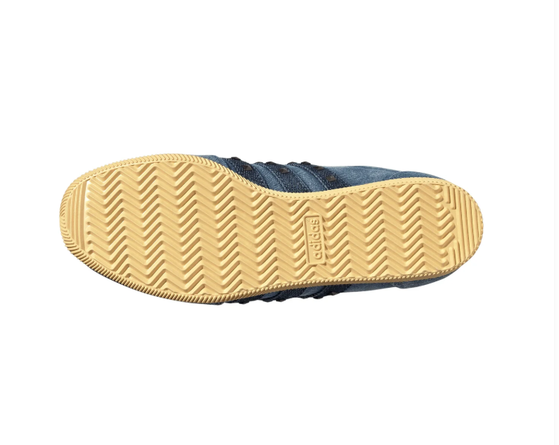 adidas Japan Blue Denim-Textured Sneakers with Studded Black Stripes